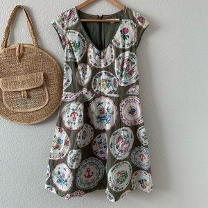 Boden Anthropologie Novelty Plate A-line Dress